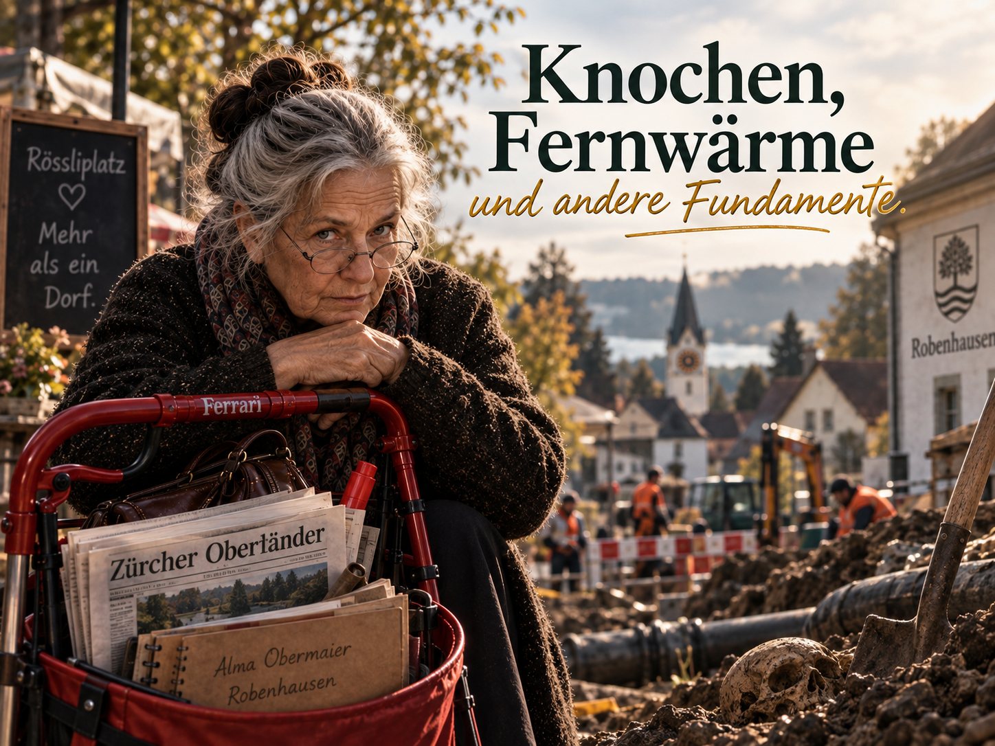 Alma Obermaier am Rössliplatz, im Hintergrund ein offener Graben – Cover Fall 4